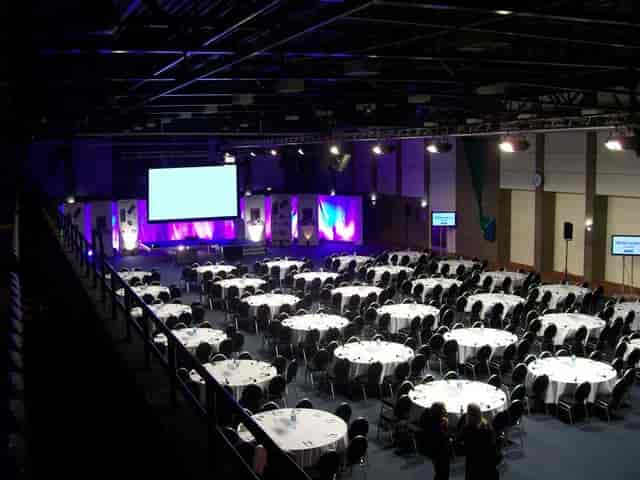 Grand Marquee at Ingliston Estate: banquet setup for corporate galas and keynote events.