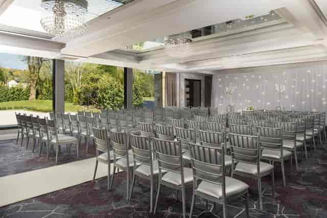 Rose Suite at Dalmeny Park House Hotel with natural light for luxury wedding ceremony decor.