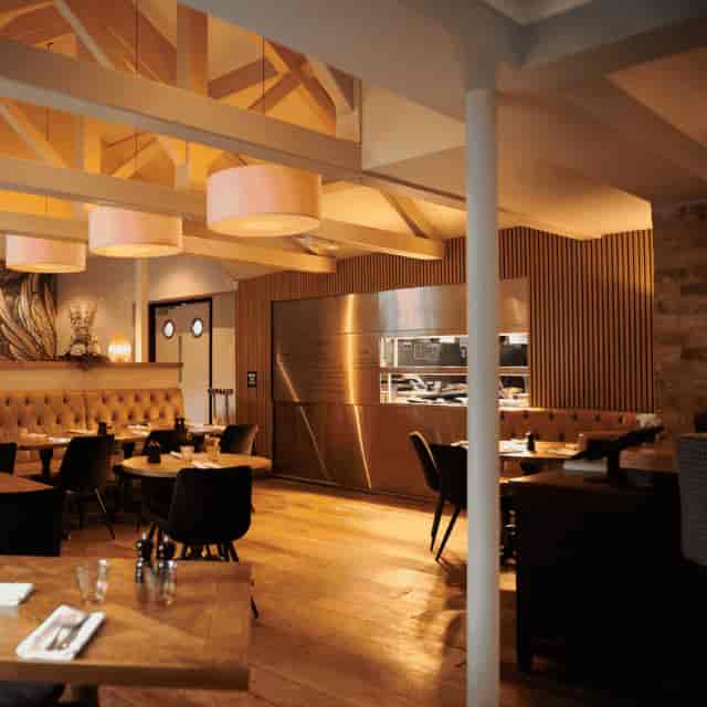 Brooke Balcony at The Rupert Brooke, upscale restaurant for corporate dinners and networking events.