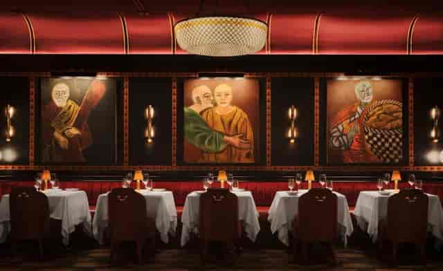 Private dining room in Sheesh Mayfair with banquet seating for executive dinners and corporate events.