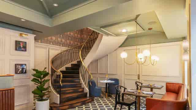 Elegant staircase in The Corner Room, Benjamin Royal Sonesta for VIP receptions and private events.