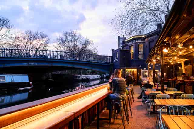 Canal-side terrace at The Union Paddington for intimate networking and corporate reception events.