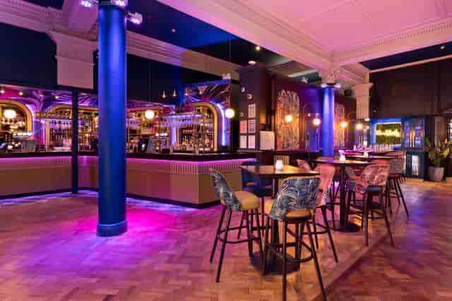Reserved area at Slug & Lettuce Deansgate with high-top seating, perfect for evening receptions.