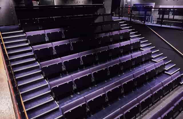Main House Theatre in Soho: modern tiered seating for workshops and performances.
