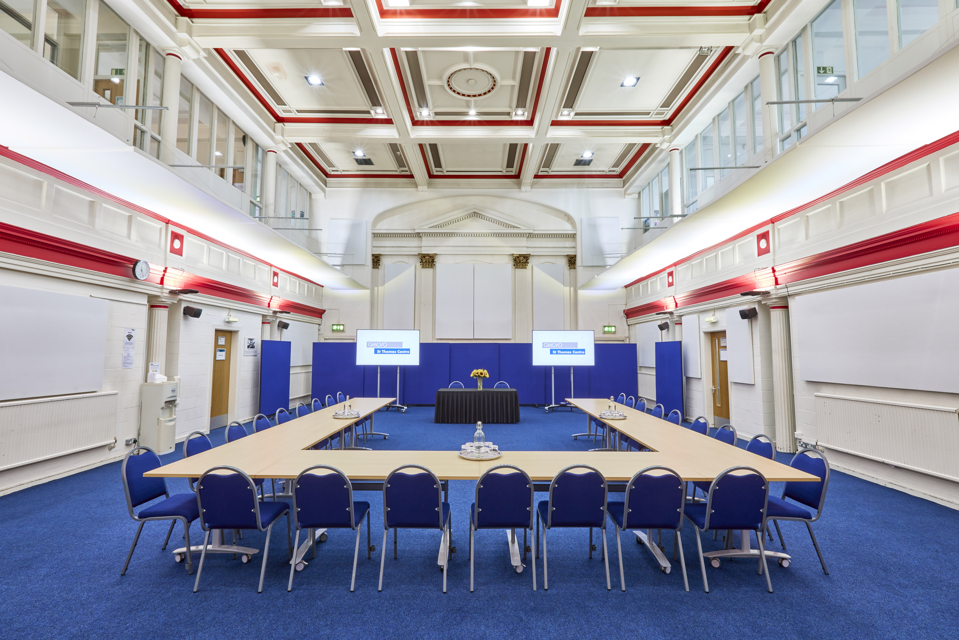 Main Hall in St Thomas Centre: U-shaped meeting space for conferences and workshops. - Banner
