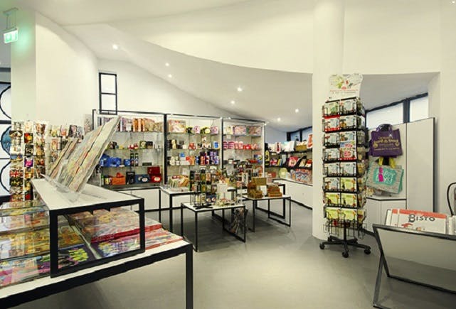 "Retail space at Museum of Brands, ideal for networking and event souvenirs."