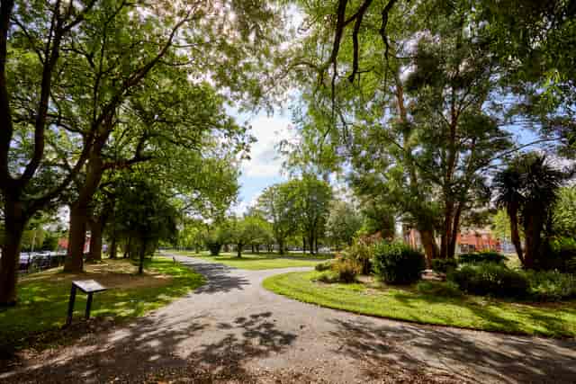 St Thomas Centre park with lush greenery, ideal for outdoor events and team-building activities.