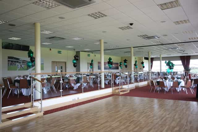 Park Suite at Haydock Park: spacious venue with round tables for corporate events and celebrations.
