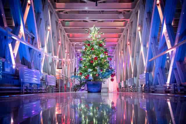 Christmas tree in Tower Bridge's Walkways, perfect for holiday events and gatherings.