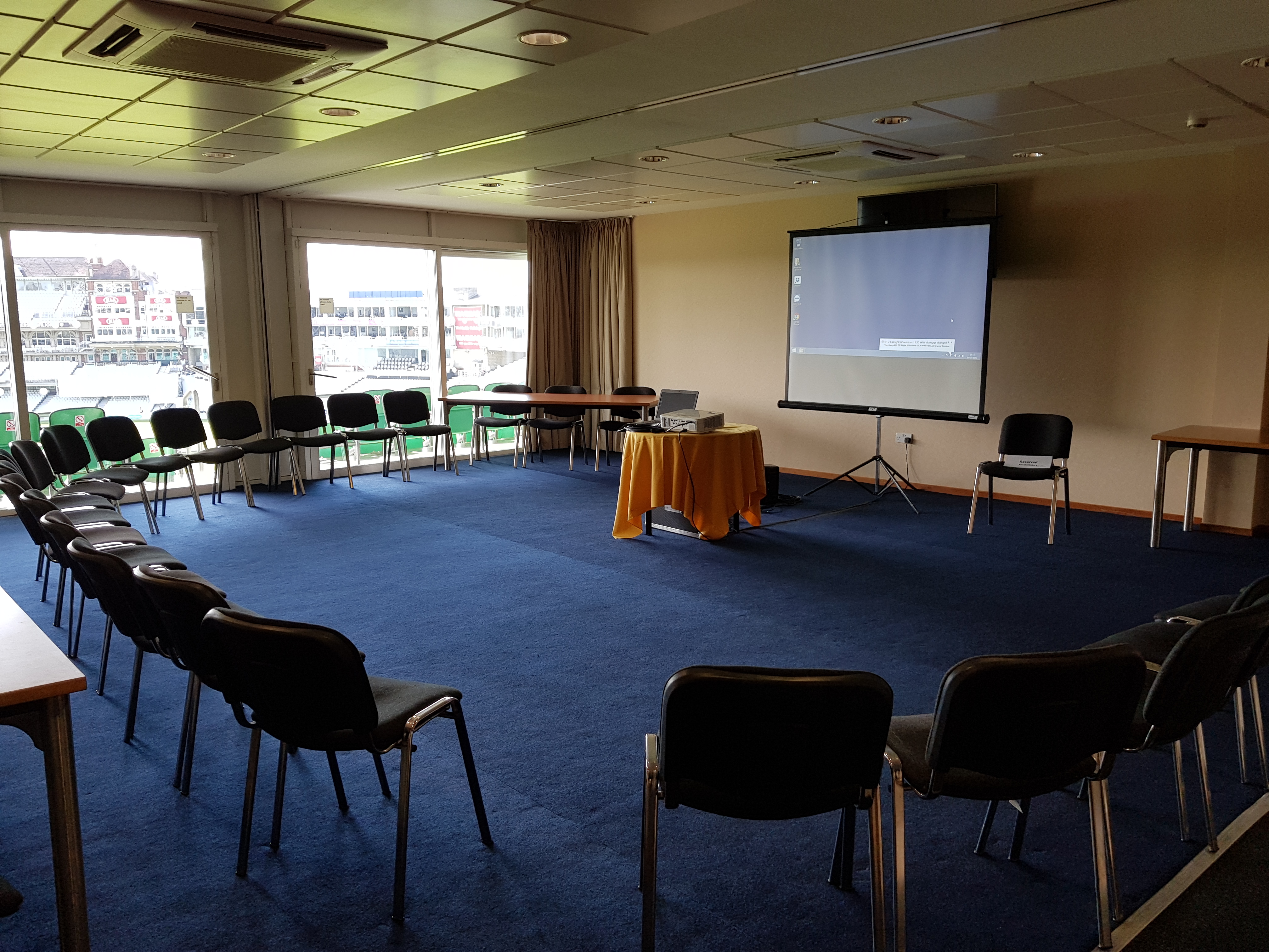 Double Executive Box at Kia Oval, circular seating for collaborative meetings and workshops. - Banner