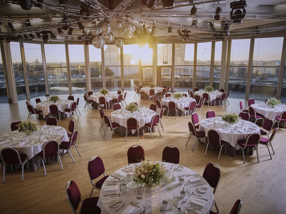 Elegant event space in The Compass Room, perfect for formal dinners and networking.