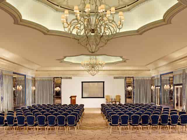 Elegant Ballroom at The Dorchester with chandeliers, perfect for corporate events.