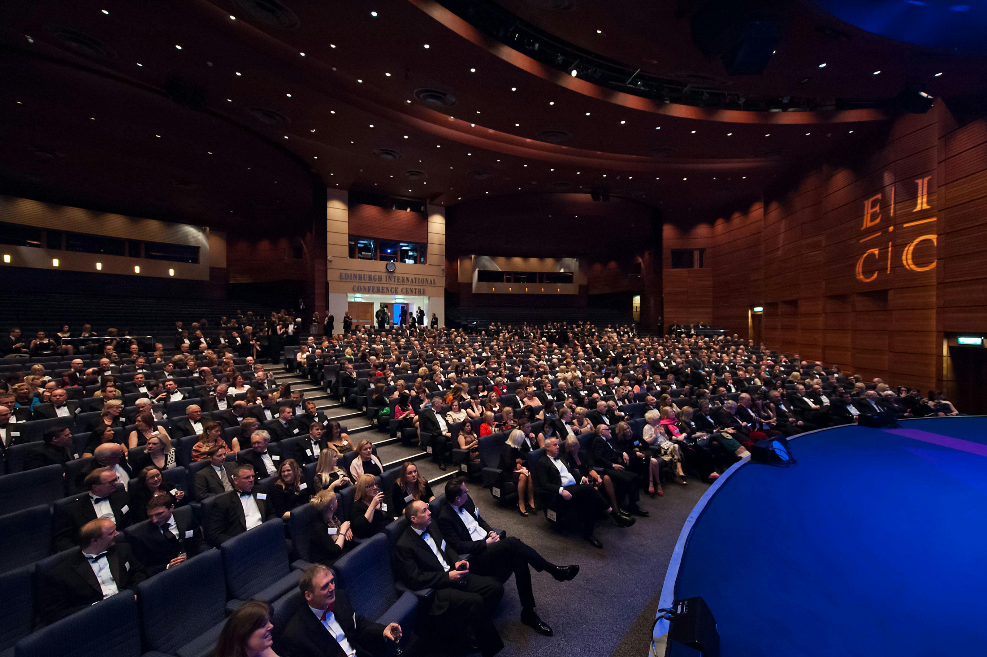 Pentland Auditorium with tiered seating, ideal for conferences and gala events.