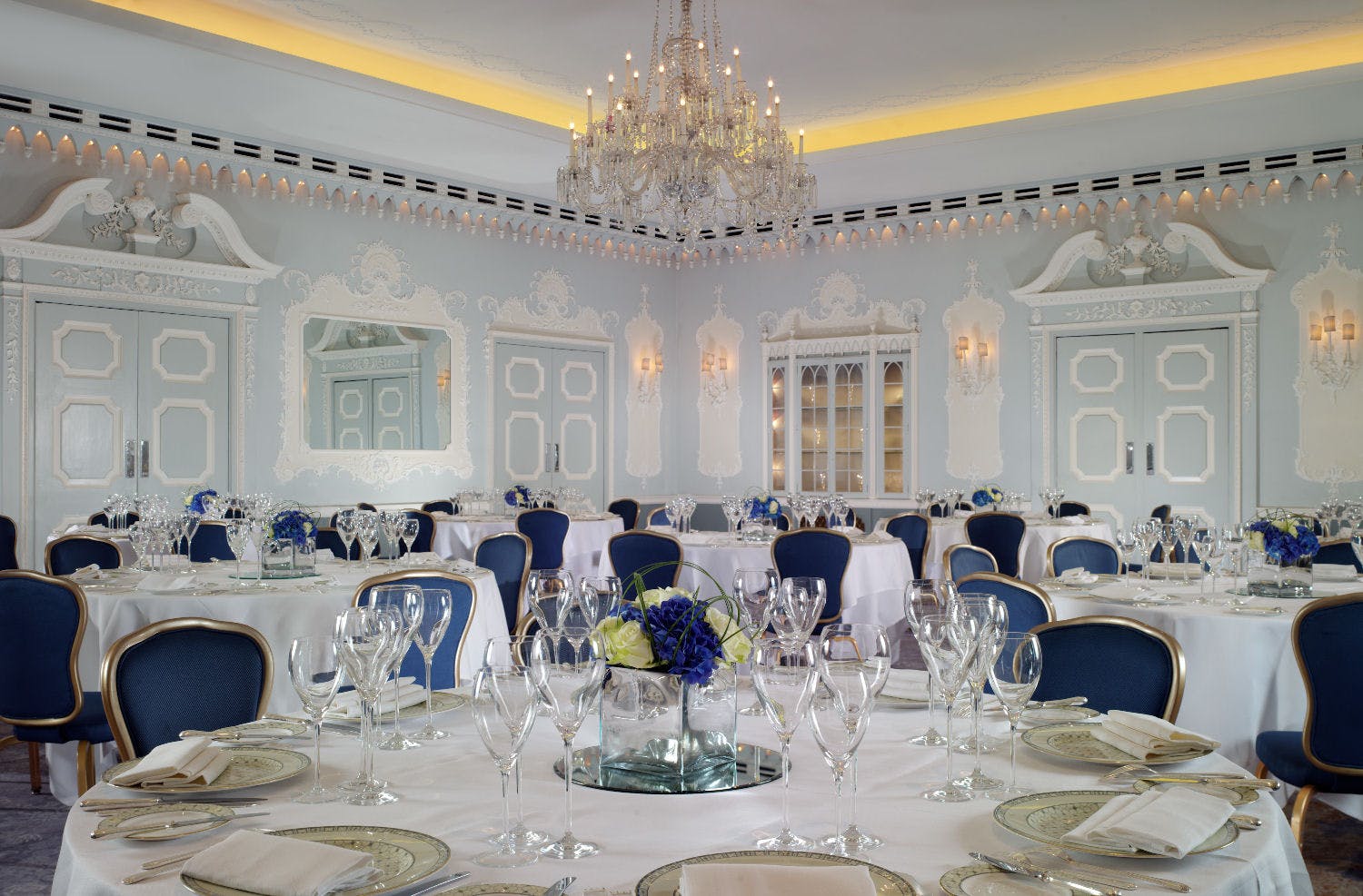 Elegant banquet room at The Dorchester, ideal for weddings and corporate events.