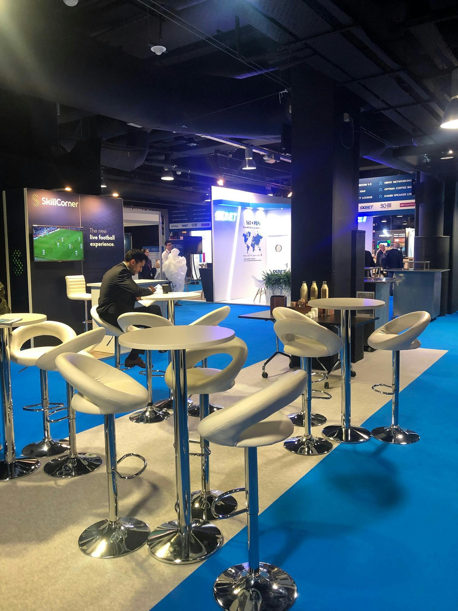 Great Hall at Chelsea FC with modern furniture, ideal for conferences and trade shows.
