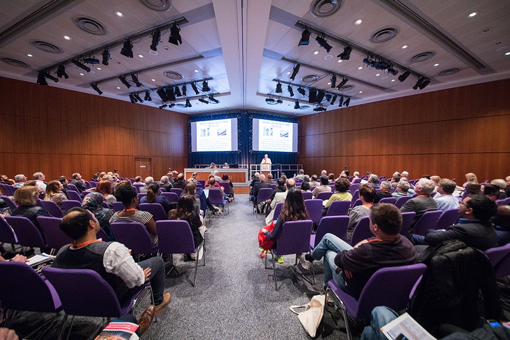 Lomond Suite conference in Edinburgh with engaged audience and modern auditorium setup.