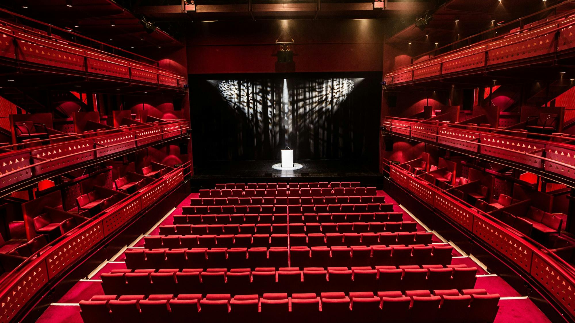 Quays Theatre auditorium with tiered seating, ideal for events and presentations.