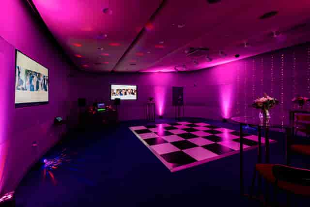 Wolfson Conference Suite with checkerboard dance floor for cocktail reception or private party.