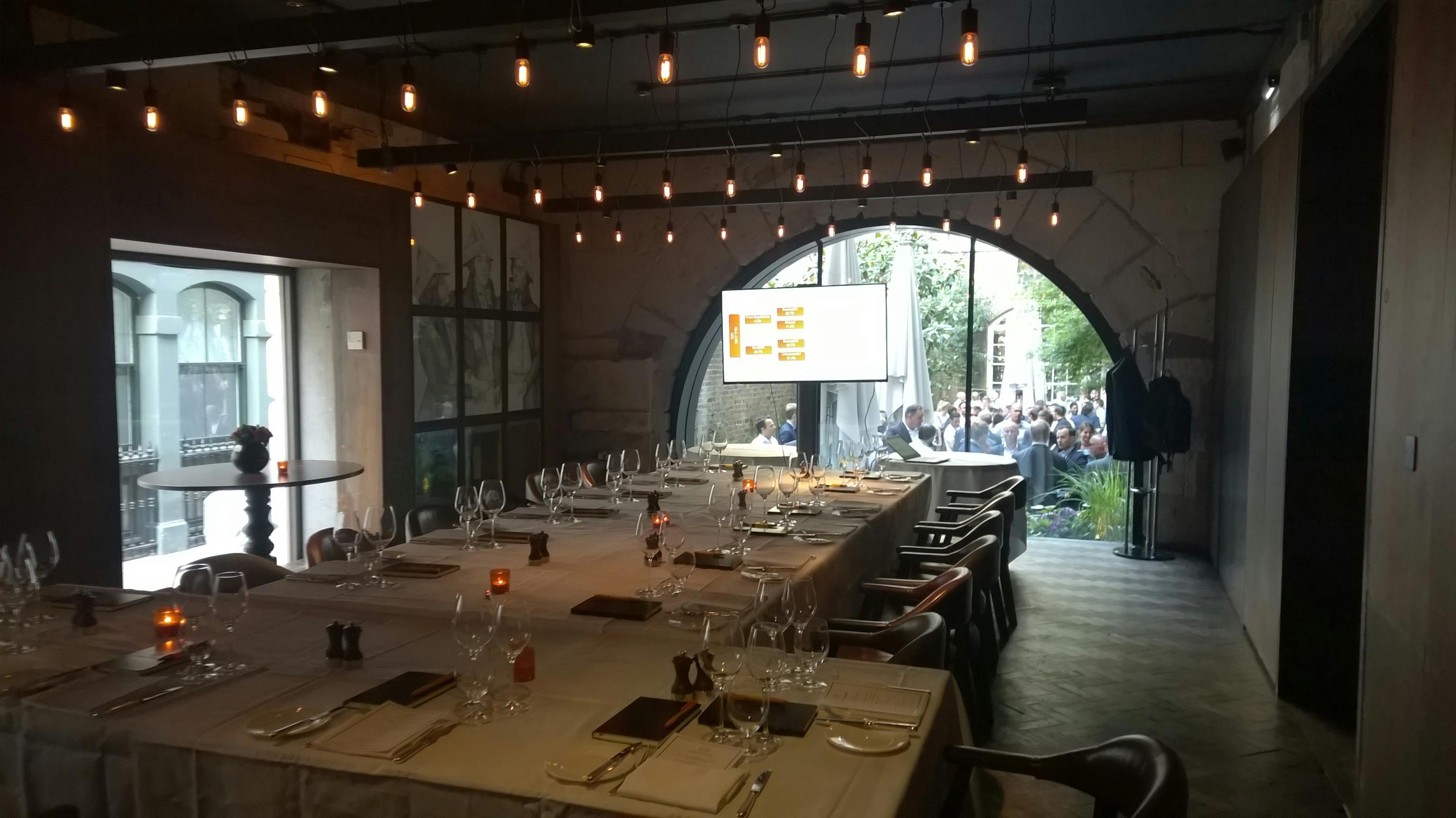 Elegant private dining room at New Street Grill, perfect for corporate events and meetings.