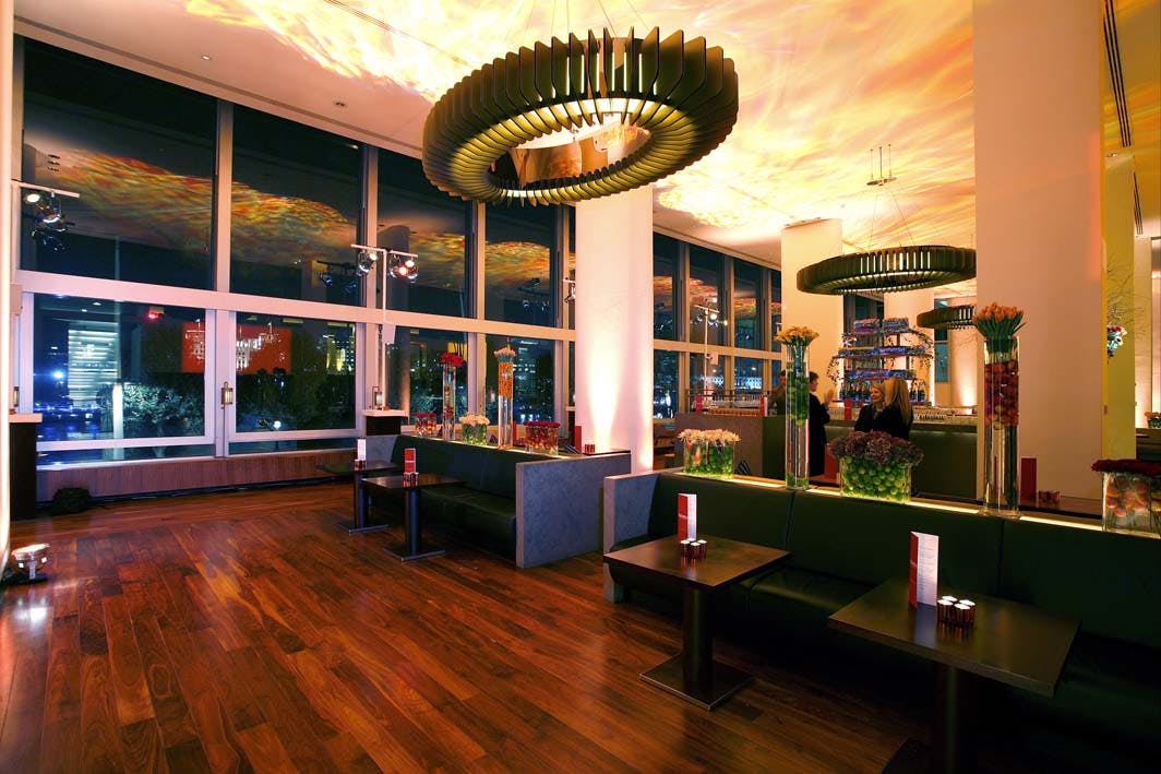 Modern event space in Skylon with elegant lighting, ideal for gatherings and meetings.