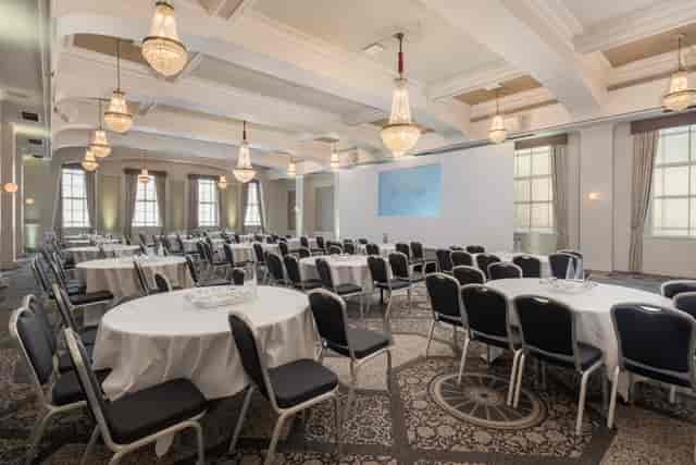 Elegant Edinburgh & Drawing Room ballroom with chandeliers for corporate conferences or banquets.