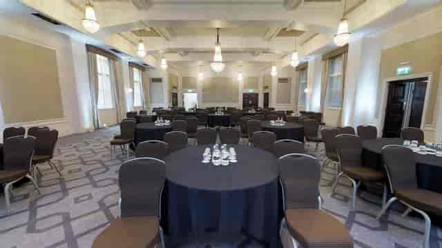 Elegant event space in De Vere Grand Connaught Rooms, ideal for corporate meetings and banquets.