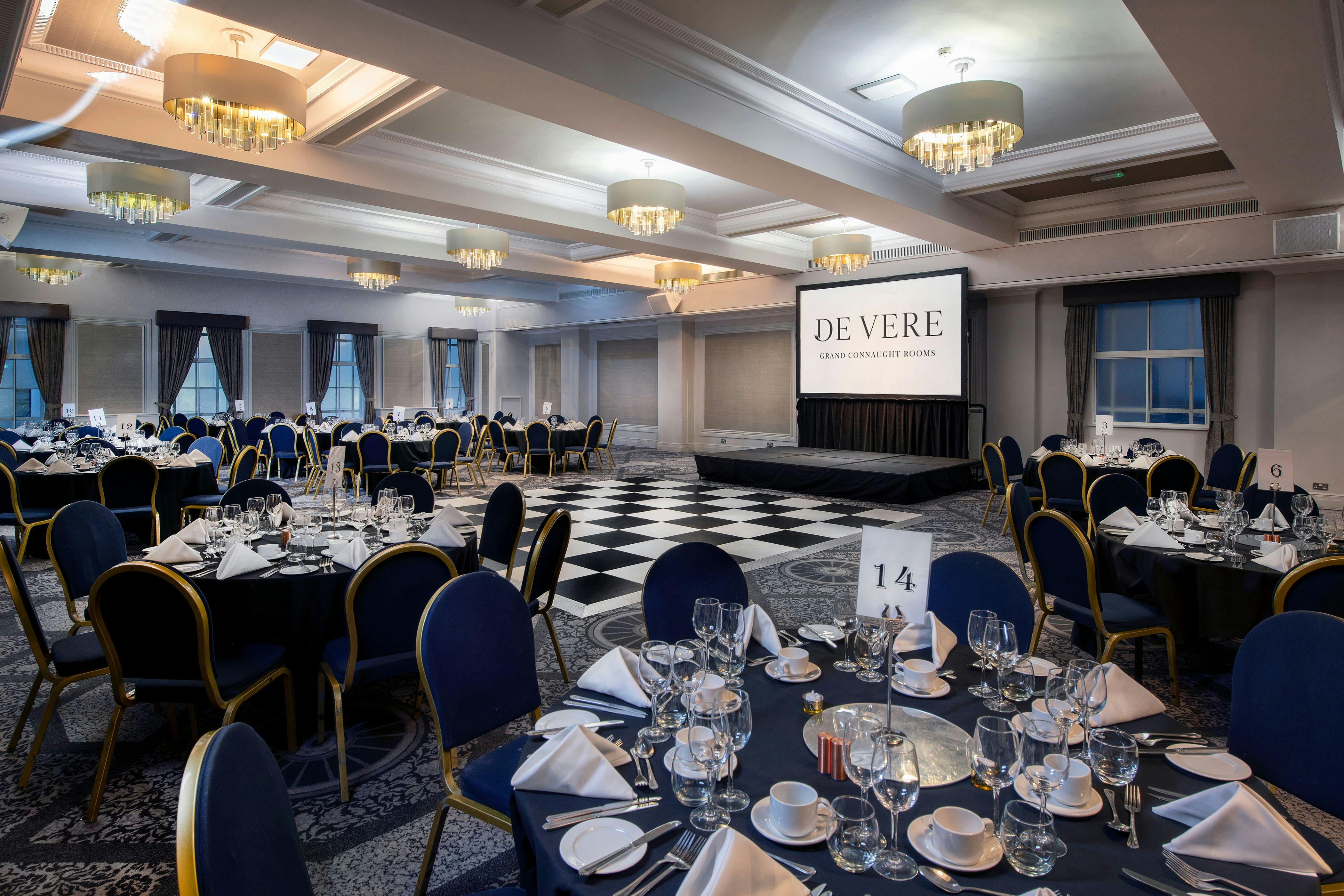 Crown & Cornwall Suite: elegant event space for corporate dinners and presentations.