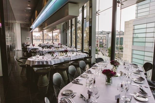 Elegant dinner setup at The Second Floor Bar & Brasserie, perfect for corporate events.