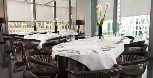 Sophisticated dining setup at The Second Floor Bar & Brasserie for corporate events.