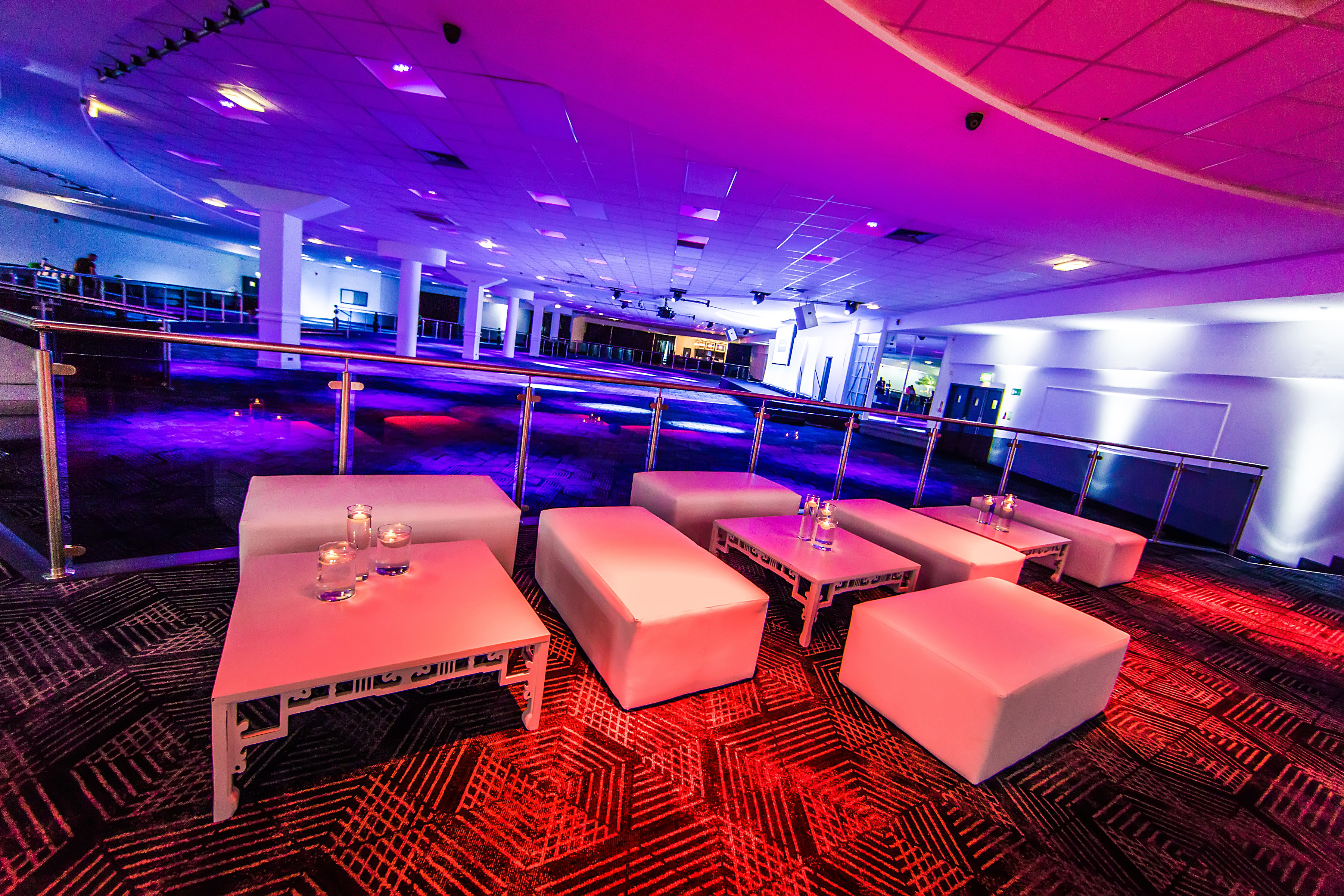 Stylish event space at The Sheridan with modern seating for networking and receptions. - Banner