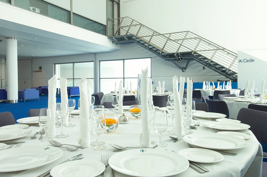 Barbirolli Room banquet setup at Bridgewater Hall for corporate events and gatherings.