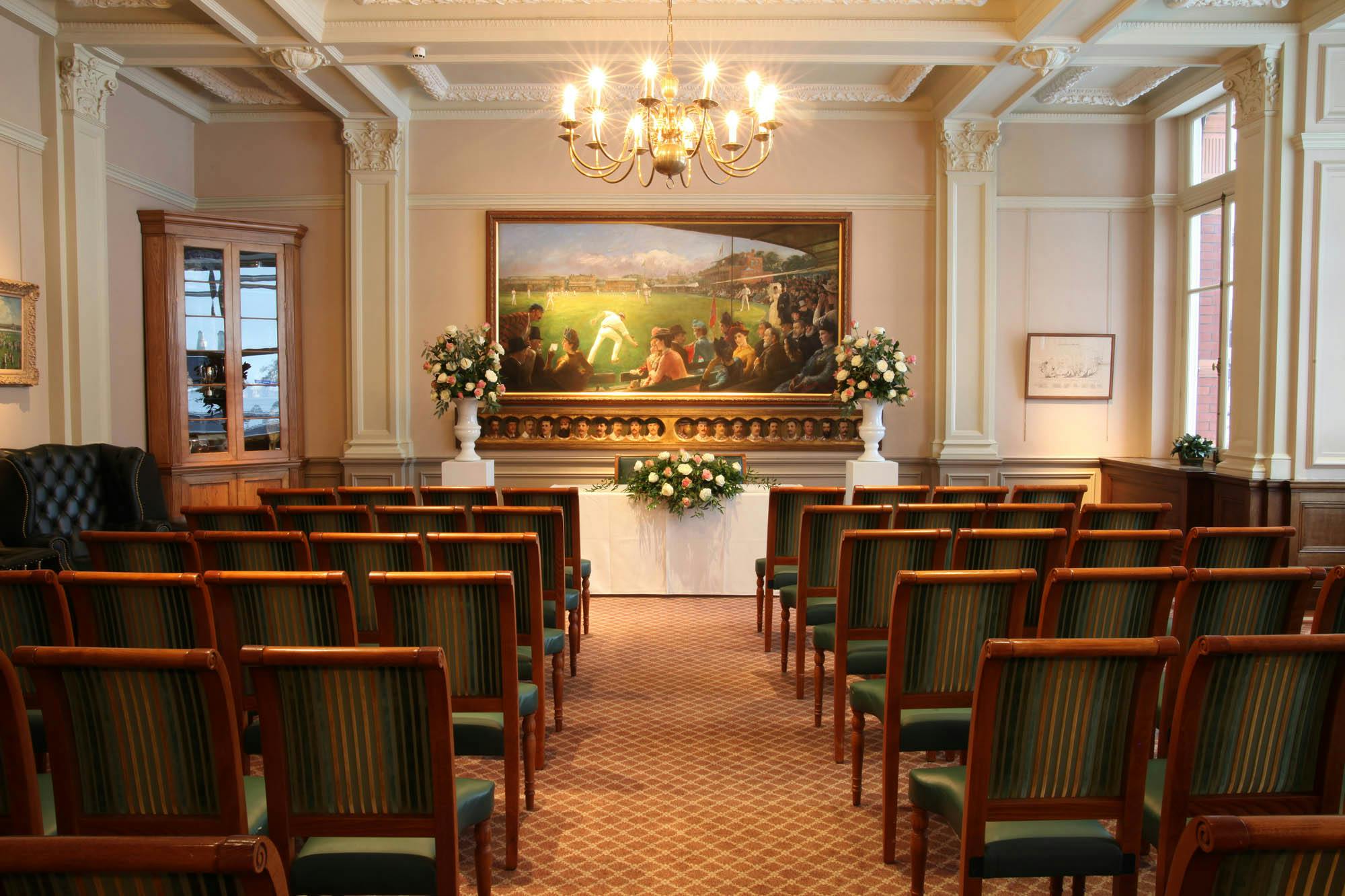 Elegant meeting space at Lord's Cricket Ground, perfect for gatherings and events.