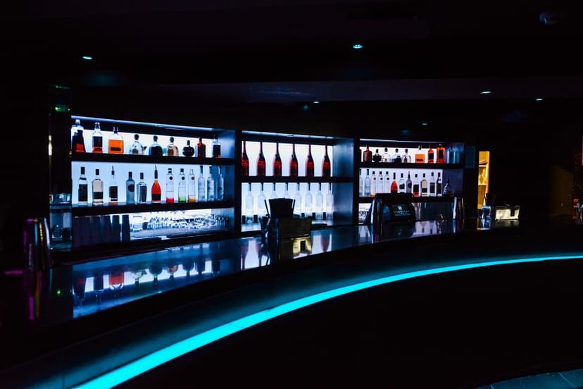 Sleek modern bar at Bijou Club, perfect for networking and social events.