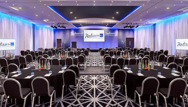 Manchester Suite at Radisson Blu: elegant event space for conferences and meetings.