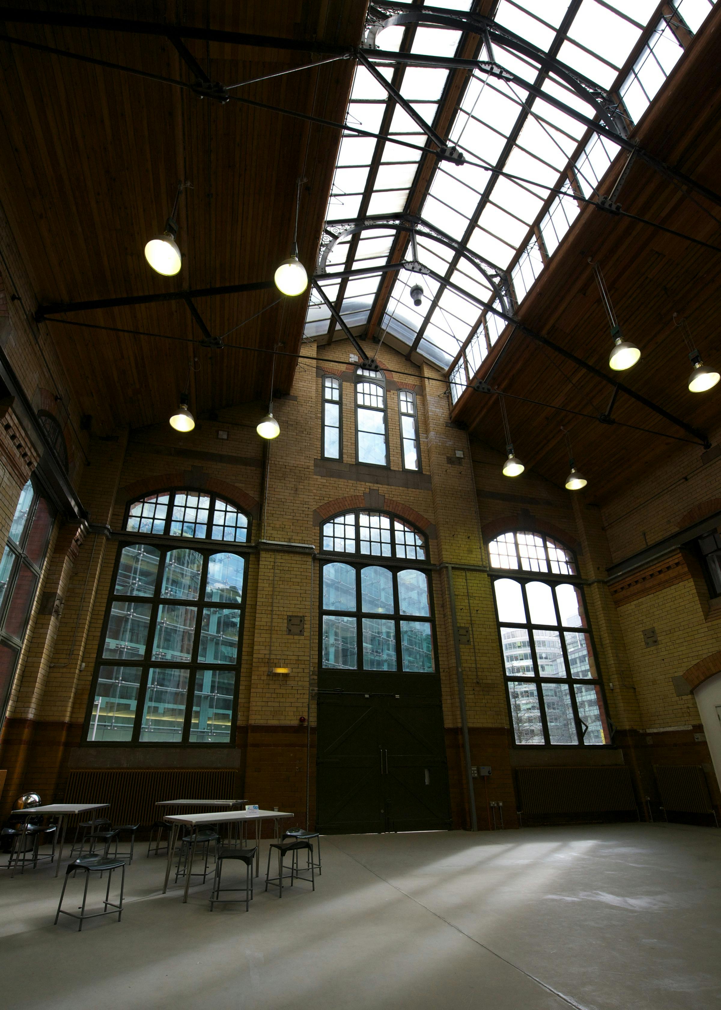 Engine Hall at People's History Museum: spacious venue with high ceilings for events.