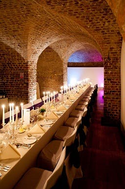 Elegant banquet table in The Vaults, RSA House, perfect for upscale events and gatherings.