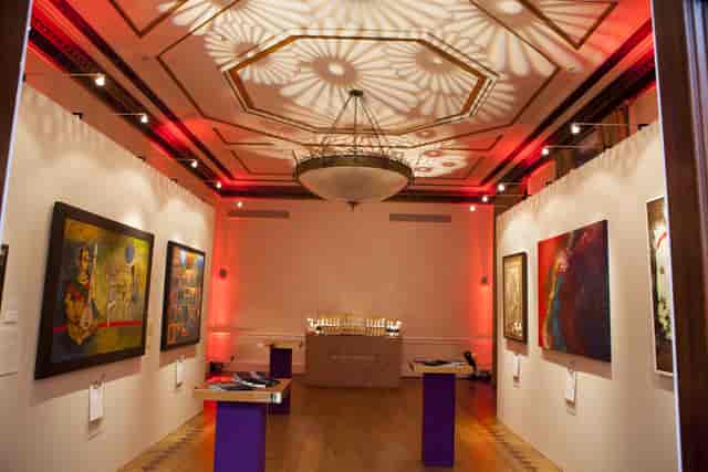 Rutland Room in Kent House: elegant event space with vibrant artwork, ideal for exhibitions.