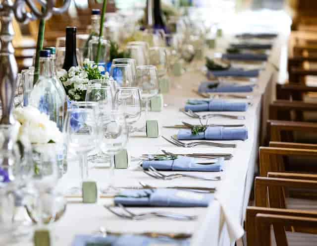 Elegant dining table setup at Kent House for weddings and corporate events.