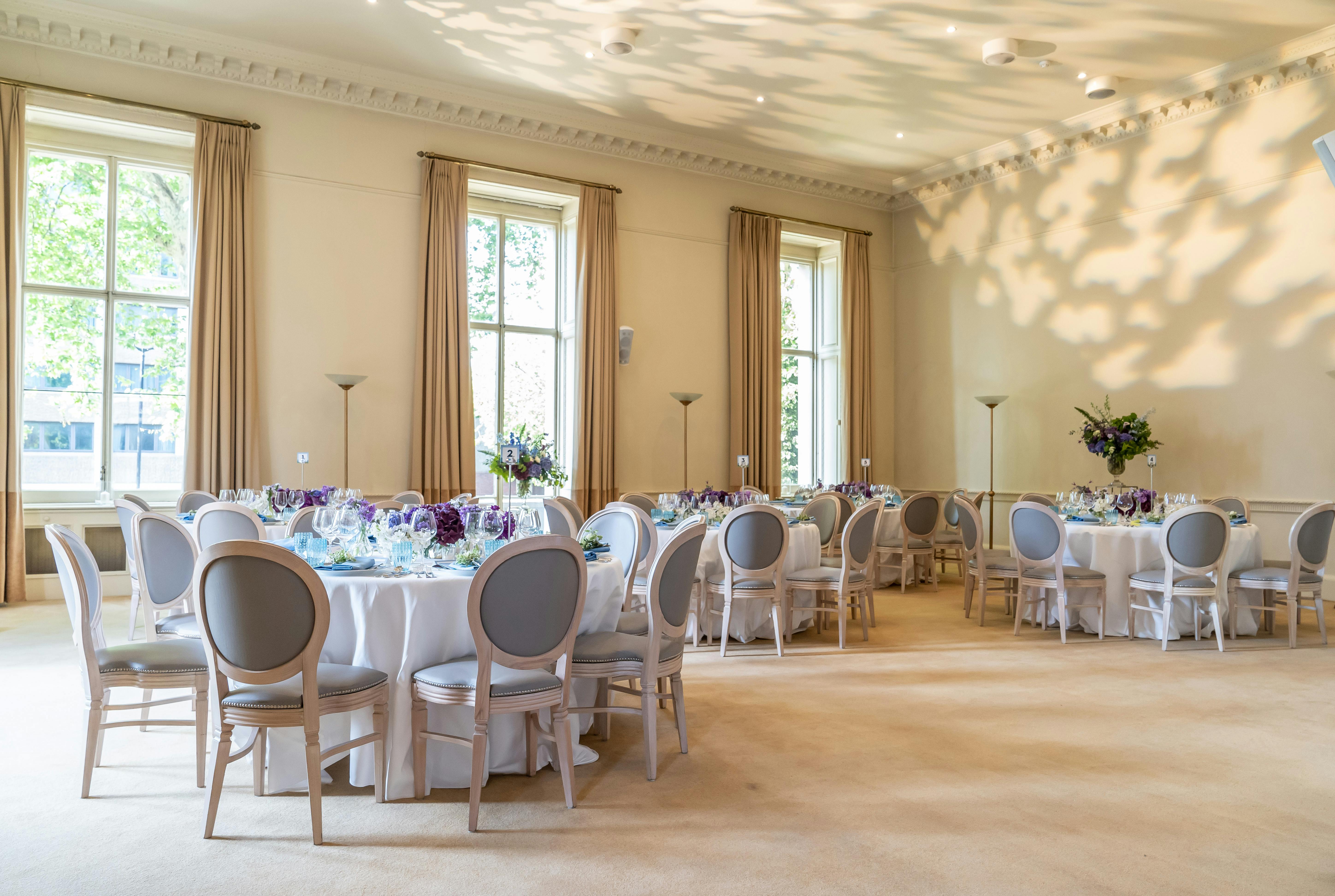 Elegant event space in Kent House Knightsbridge, ideal for weddings and corporate gatherings.