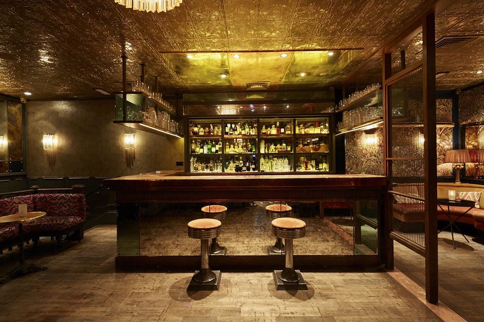 Stylish bar at The Scotch of St James, perfect for networking events and cocktail receptions.