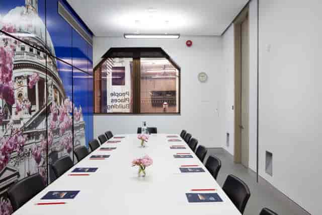 Modern Wren Boardroom with elegant decor for professional meetings and networking.