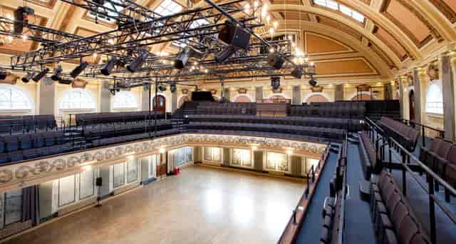 "Spacious Assembly Hall in Shoreditch Town Hall, ideal for conferences and performances."