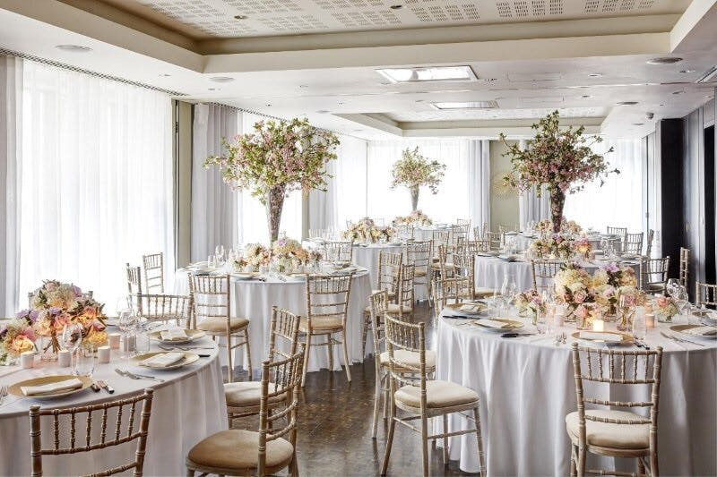 Elegant event space at South Place Hotel, perfect for weddings and upscale gatherings.