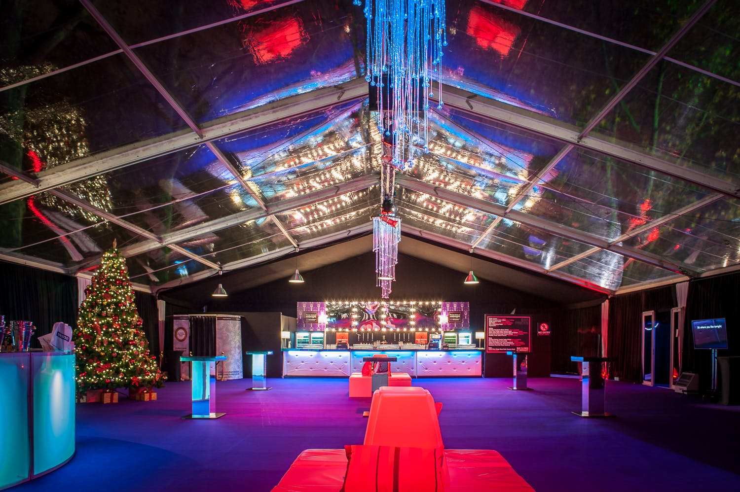 Cirque Shanghai event space with festive decor, ideal for holiday parties and corporate events.