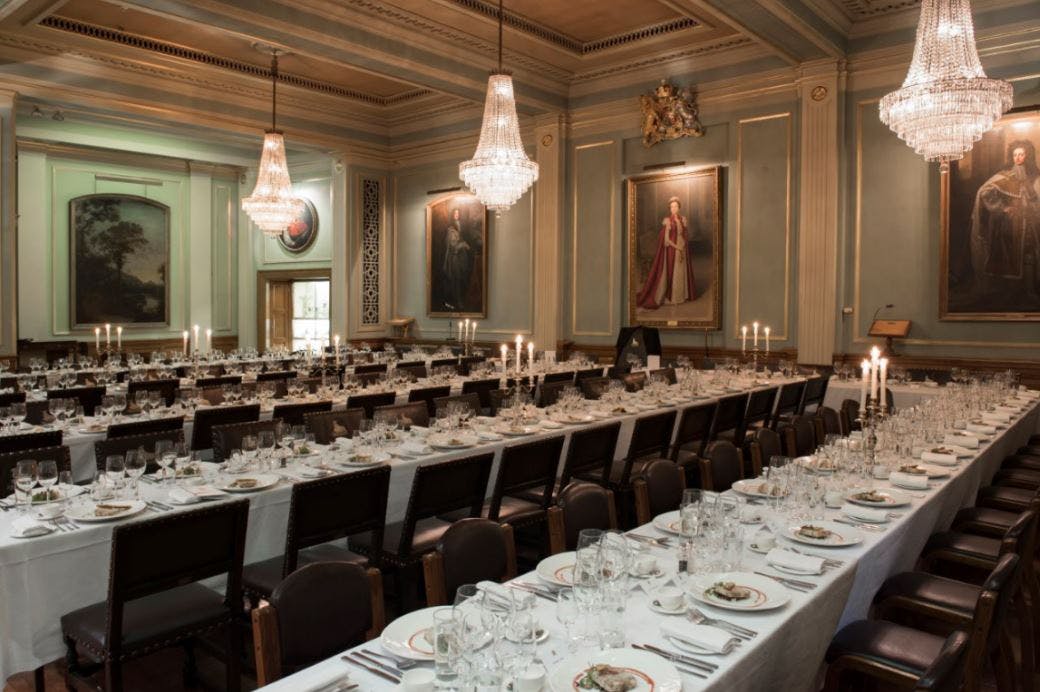 Elegant banquet hall in Livery Hall, ideal for gala dinners and corporate events.
