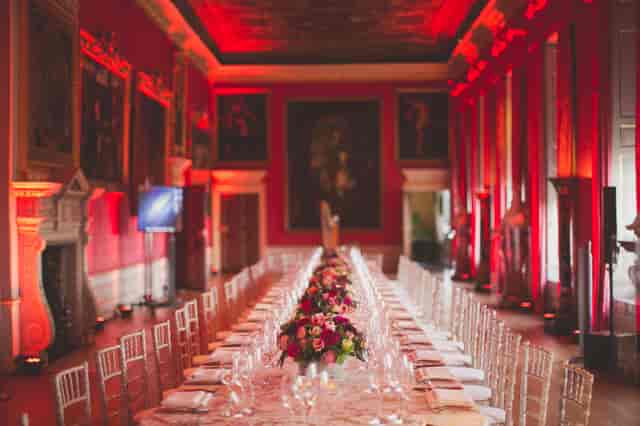 Elegant banquet hall in Kensington Palace, perfect for gala dinners and corporate events.