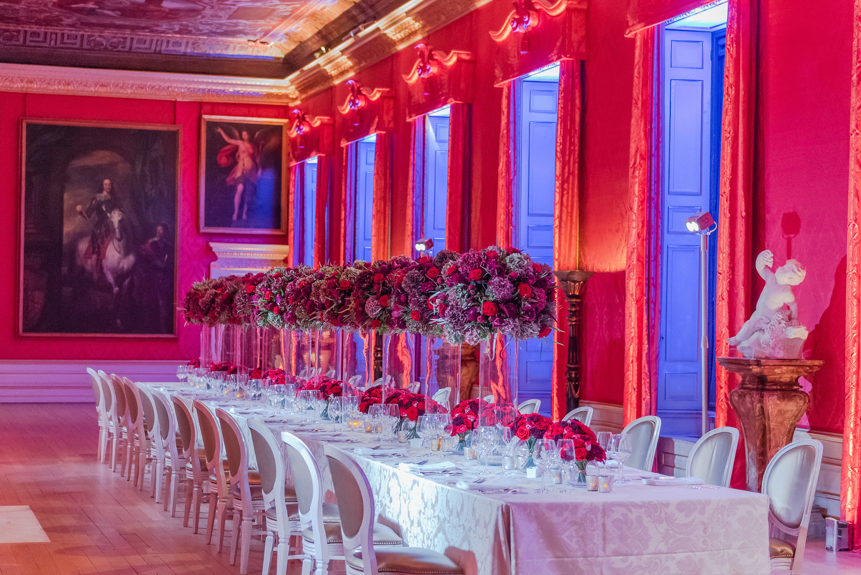 Elegant banquet table in Kensington Palace's State Apartments for gala events.