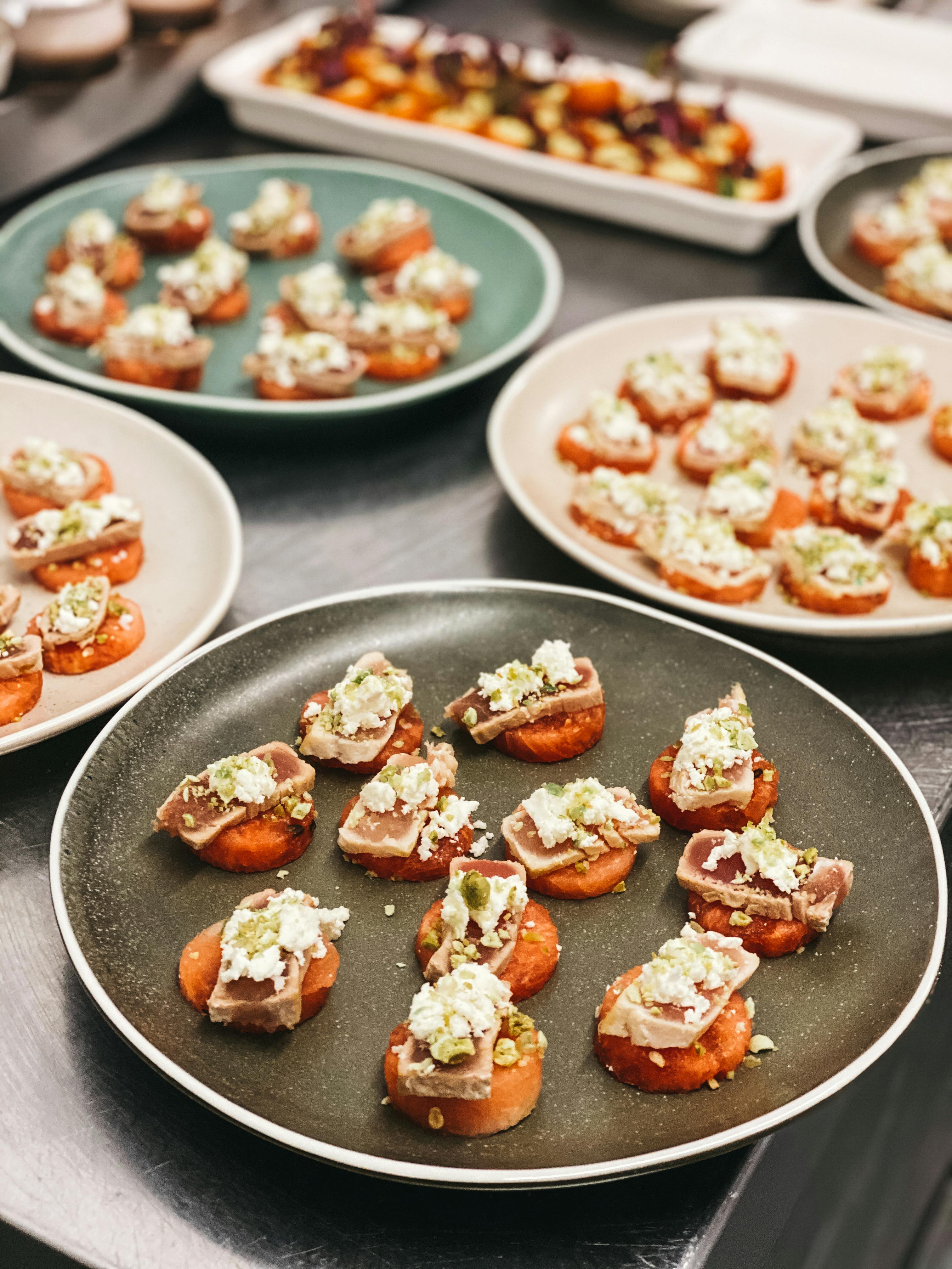Elegant hors d'oeuvres display in The Message Enterprise Centre for upscale networking events.