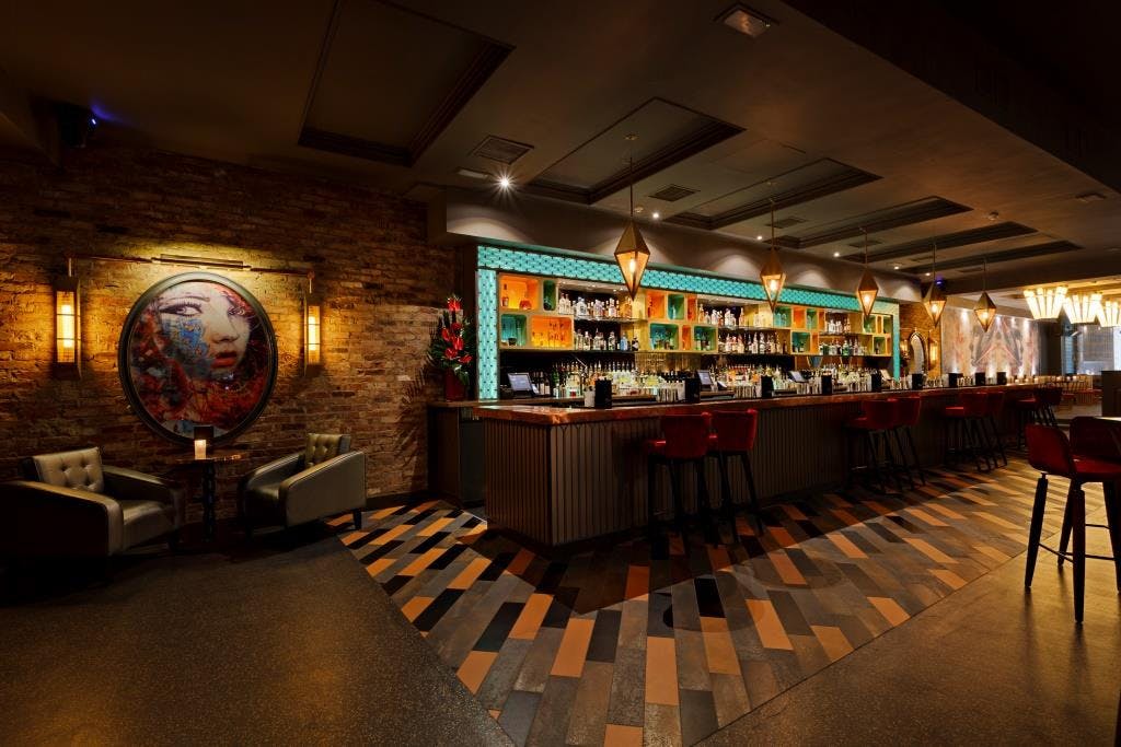 Stylish bar area at Dirty Martini St Paul's, ideal for networking events and gatherings.