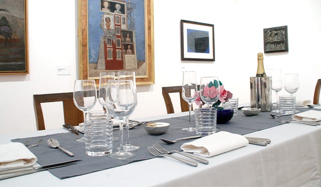 Elegant dining table in Estorick Collection for sophisticated events and corporate dinners.